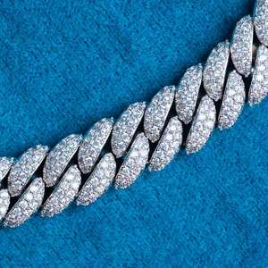 Collar de Lujo con Moissanita Engastada en Puntas, Estilo Miami Link, Plata de Ley 925 con Baño de Rodio y Oro Blanco, Cadena de Joyería Hip Hop, Regalo - Product Image 3