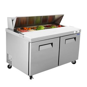 Orikool 60 Commercial <b>Kitchen</b> Refrigeration Equipment Sandwich Salad <b>Prep</b> <b>Table</b> Butcher Block Cutting Board Protection Lid Cold - Product Image 1