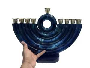 Candélabre décoratif de Noël en résine, luxueux, unique, fait main, à 9 branches, effet marbre, pour la décoration intérieure et les cadeaux Judaïca - Product Image 5