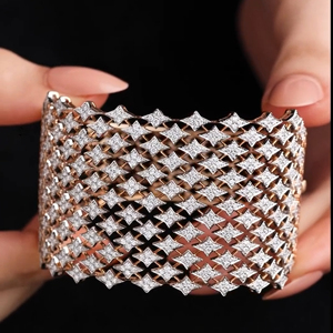 Brazalete de Aleación Chapado en Oro Rosa para Mujer, con Cristales Geométricos y Diamantes de Imitación, Joyería de Moda para Fiesta - Product Image 3