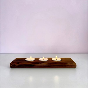 Porte-bougie en bois avec trois bougies pour la décoration de Noël, de mariage et de festivals - Product Image 2