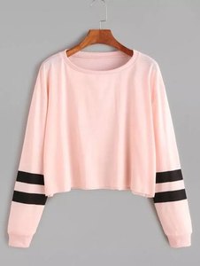 Women's <b>Red</b> Crop <b>Hoodie</b> Full Sleeve Terry 100% Cotton Casual Plus Size Autumn Style - Product Image 5