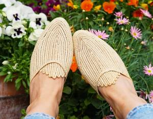 รองเท้าแตะราฟเฟียทำมือในโมร็อกโก, รองเท้าราฟเฟีย, รองเท้าแตะโมร็อกโก, รองเท้าแตะสไลด์สำหรับฤดูร้อน, รองเท้าแตะโบโฮ - Product Image 2