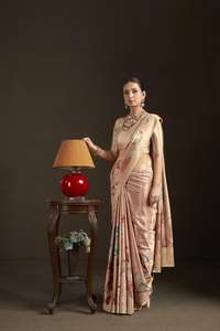 Sari Tradicional de Crepé de Seda con Estampado Floral Digital, Listo para Usar, Blusa Cosida, Ropa Étnica India para Fiestas, Hermoso Estampado - Product Image 4