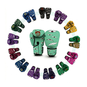 Guantes de Boxeo de Cuero Genuino con Logotipo Personalizado, Diseño con Patrones para Entrenamiento de Sparring, Equipo de Fitness para MMA, Kickboxing y Boxeo - Product Image 1