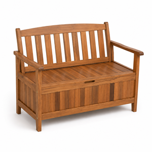 Banc de rangement extérieur en teck massif, banc de jardin, banc de terrasse pour hôtel, complexe hôtelier, villa - Product Image 1