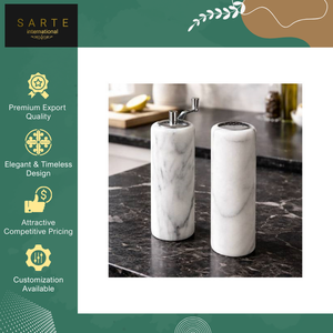 Salero de Mármol Ajustable Multifuncional Hecho a Mano con Tapa de Acero Inoxidable y Latón, de Piedra Natural Blanca de la Mejor Calidad, Sin Electricidad - Product Image 3