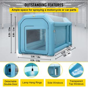 Tenda Gonfiabile Portatile per Verniciatura Auto 13x8x8ft con Illuminazione LED e Sistema di Filtraggio dell'Aria, 2 Ventilatori - Product Image 4