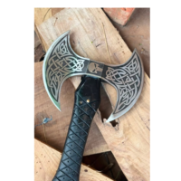 Hache tactique à double lame DIY, tête en acier forgé de haute qualité, manche en bois, style viking, hache de survie pour le camping, THEWIZ CRAFTS