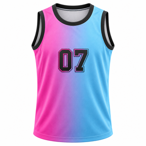 Camiseta de Baloncesto Personalizada con Degradado, Sin Mangas, Sublimada, de Poliéster, Uniforme de Equipo, Ropa Deportiva de Secado Rápido - Product Image 1