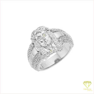 Anillo de Plata 925 con Diamante Cultivado en Laboratorio, Figura Religiosa, Tono Dorado, Joyería de Alta Gama para Compradores Mayoristas - Product Image 2