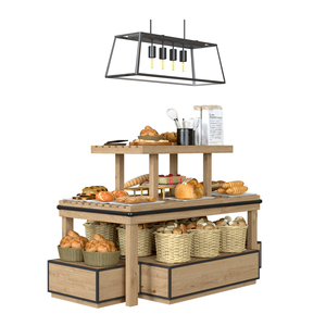 Estante de Exhibición de Madera de Doble Cara para Supermercado, Panel de Exhibición Ligero, Mueble para Panadería, Tamaño Personalizado - Product Image 5