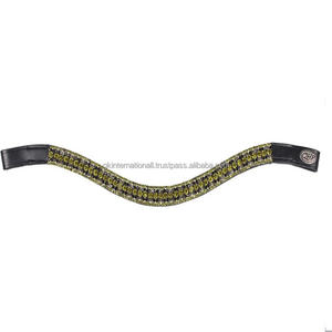 Banda para cejas de caballo de cuero con forma de onda equina personalizada al por mayor decorada con cristales de pedrería grandes banda para cejas ostentosa de diamante - Product Image 4