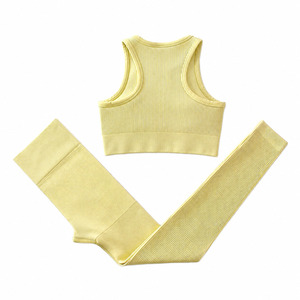 Ropa Deportiva Personalizada de Alta Elasticidad, Cintura Elástica Transpirable, Venta Directa de Fábrica, Conjunto de Yoga para Mujer, Diseño Sólido - Product Image 2