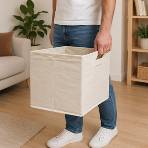 Custom Foldable Cotton Canvas <b>Storage</b> Basket 27x27x27 cm <b>Collapsible</b> Fabric <b>Storage</b> Bin Wholesale OEM Private Label Manufacturer - Product Image 3