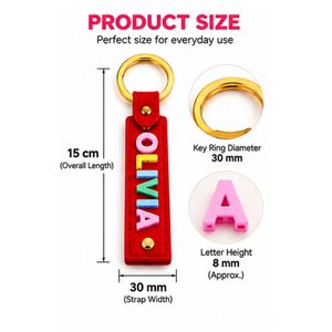 Personalized Keychain with Colorful Plastic Alphabet Letters Custom <b>Name</b> PU Leather <b>Keyring</b> Wholesale Gifts - Product Image 2