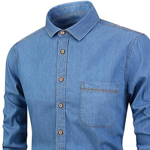 Camisa de Mezclilla de Manga Larga Informal Personalizada Hecha en Fábrica, Precios al por Mayor, Camisa de Mezclilla de Algodón Moderna de Talla Grande - Product Image 6