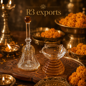 Juego de Regalo Devocional con Campana de Vidrio Redonda Hecha a Mano y Lámpara de Aceite Diya R3BD01 - Product Image 6
