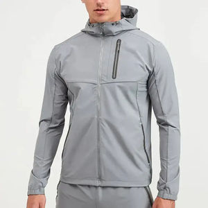 Veste matelassée personnalisée pour homme en toile bleu marine, polyester/nylon, imperméable, écologique, coupe-vent, fermeture éclair, col montant - Product Image 3