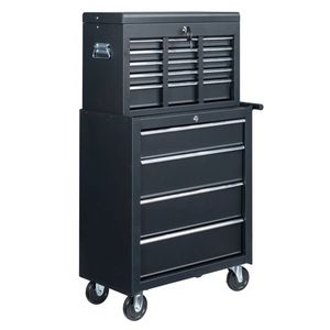 Cassetta degli attrezzi pratici in acciaio nero per l'organizzazione e lo stoccaggio - Product Image 3
