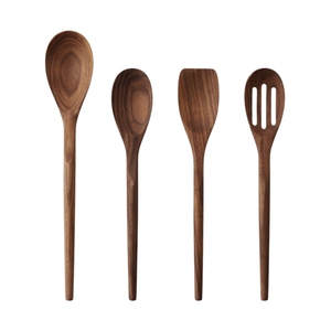 Juego de Cucharas de Cocina de Madera Resistentes al Calor, 4 Piezas, Juego de Utensilios de Cocina de Nogal Natural, Accesorios de Cocina Antiadherentes - Product Image 1