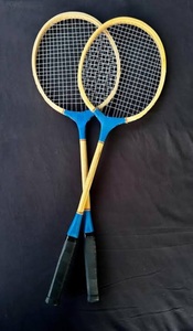 Unisex Customize All Sizes and Colours Wooden <b>Badminton</b> Racket Tennis With Gripy Soft Handle Hard Netting and Custom Logo - Product Image 2