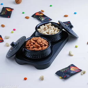 Plateau à collation double compartiment en acier inoxydable au design moderne, finition polie, compatible lave-vaisselle, idéal pour les fêtes - Product Image 4