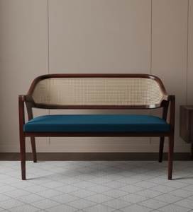 Sofá de Ratán y Madera Maciza de Estilo Minimalista Moderno, Cómodo Sillón Tapizado con Respaldo de Mimbre para Sala de Estar - Product Image 5