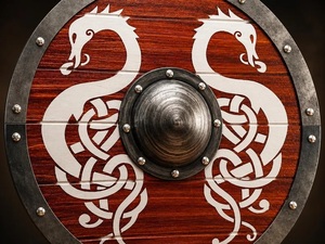 Escudo Vikingo Nórdico, Decoración de Pared de Madera, Redonda, Tradicional, Arte Decorativo para el Hogar, Sala de Estar, Pasillo, Adhesivo de Pared - Product Image 5
