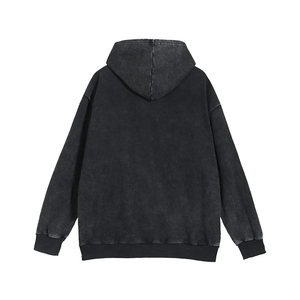 Sweat-shirt à capuche noir délavé style vintage streetwear pour homme, coupe classique à manches longues - Product Image 2