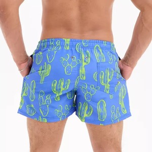 Shorts de bain pour hommes à imprimé cactus, séchage rapide, avec cordon de serrage, pour la plage, shorts de surf d'été, maillots de bain personnalisés OEM en gros - Product Image 4