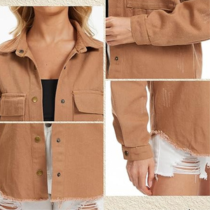 Stylish Women's Oversized Casual <b>Denim</b> Fleece <b>Jacket</b> Woven Quick Dry Breathable Cotton Premium Modern Daily Outfits - Product Image 4