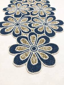 Handmade Beaded Embroidered <b>Table</b> <b>Runner</b> Floral <b>Placemats</b> Custom <b>Table</b> Linen for Home Wedding Hotel Banquet - Product Image 2