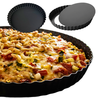 Moule à quiche rond de 9 pouces à fond fixe en alliage d'aluminium durable pour gâteaux, tartes, tourtes et mousses, usage commercial et domestique