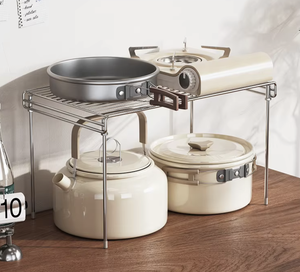 Estante de Almacenamiento de Cocina de Acero Inoxidable, Organizador de Encimera de 2 Niveles con Estante Ajustable para Ollas y Especias, Diseño Minimalista - Product Image 4