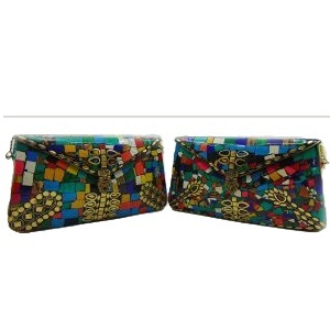 Handmade Mosaic Clutch Bag Geometric Glass Inlay Purse Waterproof Hot Selling Vintage Evening Party Gift <b>Wedding</b> Engagements - Product Image 5