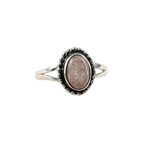 Rose <b>Quartz</b> Moissanite <b>Ring</b> 2.7 Grams Elegant and Feminine Gemstone Jewelry - Product Image 2