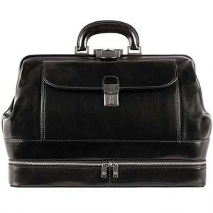 Sac de voyage vintage en cuir véritable, sac de médecin en cuir de vachette avec fermeture à glissière et fermoir, unisexe - Product Image 1