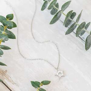Collar con colgante de estrella de plata de ley con cristal CZ, joyería minimalista, grabado gratuito, regalo para mujer - Product Image 1