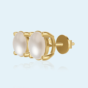 Heerani Jewels Natural Pearl Round <b>Set</b> 925 <b>Sterling</b> <b>Silver</b> Classic Stud Vermeil Yellow Gold Unisex <b>Earrings</b> All Religions - Product Image 1