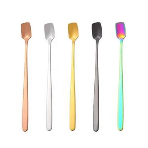 Colorful Stainless Steel Square Head Coffee Spoon Set Short and Long Handle Dining <b>Kitchen</b> <b>Accessories</b> - Product Image 1