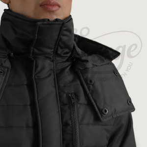 Veste d'hiver rembourrée noire pour homme, coupe-vent, matelassée, à capuche, épaisse et chaude, idéale pour le froid - Product Image 6