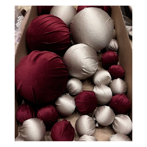 99 Gold Data Catarina Red Cotton Fabric Ball Garland Backdrop Handmade Customizable Size <b>Bead</b> Chain for Christmas Wedding Home - Product Image 4