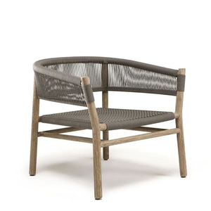 Silla de exterior de madera de teca con cuerda - Product Image 1