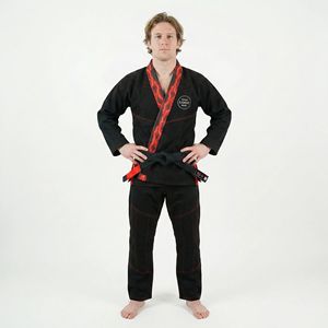 ชุดยิวยิตสู BJJ แบบสั่งทำพิเศษสำหรับผู้ชาย สีดำลายพิมพ์เปลวไฟสีแดง ผ้าฝ้าย 100% ทอแบบเพิร์ลวีฟ ชุดยิวยิตสูสำหรับผู้ใหญ่ ชุดยูนิฟอร์มศิลปะการต่อสู้ Bjj - Product Image 2