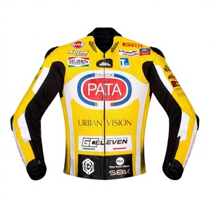 Andrea Iannone Yellow WSBK <b>Racing</b> <b>Jacket</b> Rucati Leather <b>Racing</b> <b>Jacket</b>/Chaquetta Flexible Stretch Panels Comfort Fit Impact CE - Product Image 1