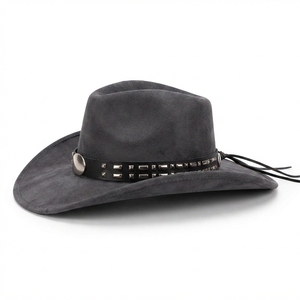 Chapeau de cowboy unisexe personnalisé en cuir de vachette marron, imperméable et respirant, style western, pour l'extérieur, les voyages et les fêtes, vente en gros OEM - Product Image 3