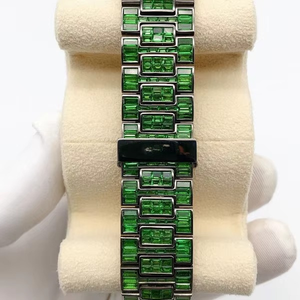 Nueva llegada verde Baguette y redondo VVS Moissanite totalmente helado Hip Hop mecánico movimiento automático reloj de pulsera de diamante - Product Image 6