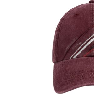 Custom Maroon <b>Vintage</b> Washed Baseball <b>Cap</b> With Abstract Brush Stroke Print Curved Brim Adjustable Unisex Custom Logo OEM Hat - Product Image 3