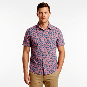 Men's Printed <b>Short</b> <b>Sleeve</b> for <b>Shirt</b> Casual Knitted <b>Button</b>-<b>Up</b> with Pocket 100% Cotton Summer Breathable ODM Custom Wholesale - Product Image 1